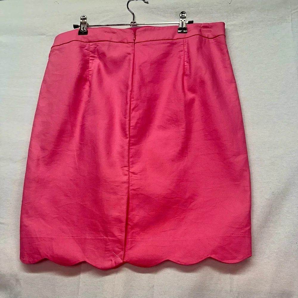 J. Crew Vibrant Pink Pencil‎ Skirt with Scalloped Hem hot pink